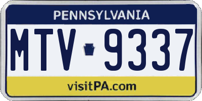 PA license plate MTV9337