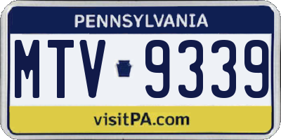 PA license plate MTV9339