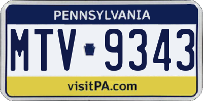 PA license plate MTV9343