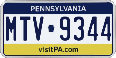 PA license plate MTV9344