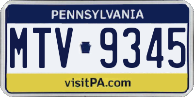 PA license plate MTV9345