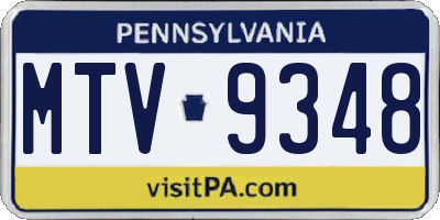 PA license plate MTV9348