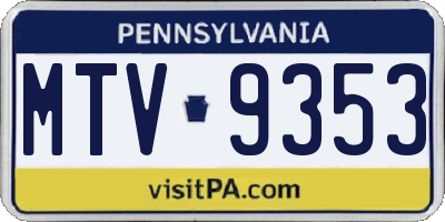 PA license plate MTV9353