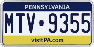 PA license plate MTV9355