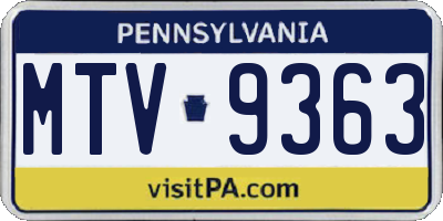 PA license plate MTV9363