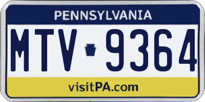 PA license plate MTV9364