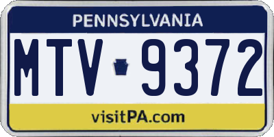 PA license plate MTV9372