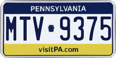 PA license plate MTV9375