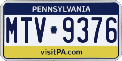 PA license plate MTV9376