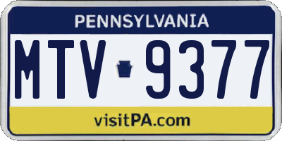 PA license plate MTV9377