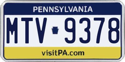 PA license plate MTV9378