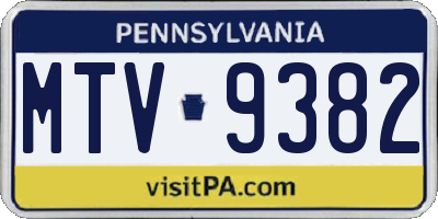 PA license plate MTV9382