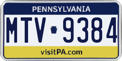 PA license plate MTV9384