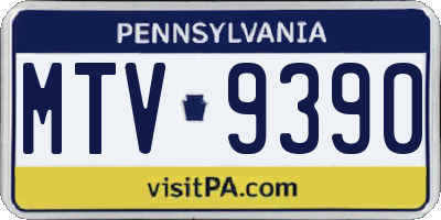 PA license plate MTV9390