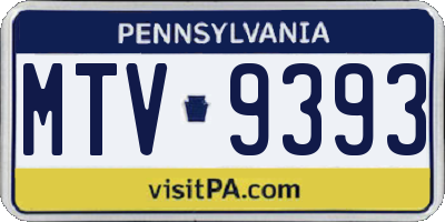 PA license plate MTV9393