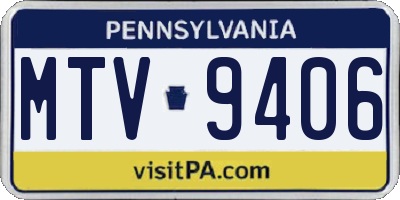 PA license plate MTV9406