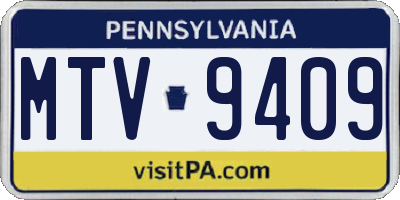 PA license plate MTV9409