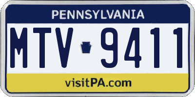 PA license plate MTV9411