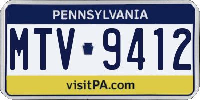 PA license plate MTV9412