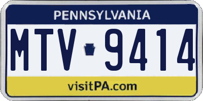 PA license plate MTV9414