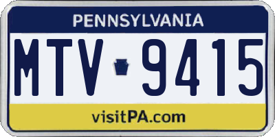 PA license plate MTV9415