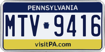 PA license plate MTV9416