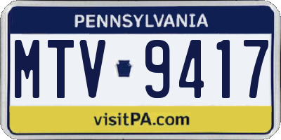 PA license plate MTV9417
