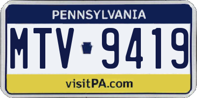 PA license plate MTV9419