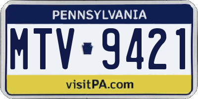 PA license plate MTV9421