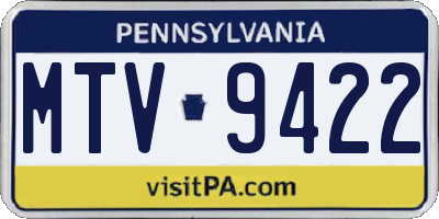 PA license plate MTV9422