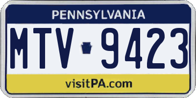 PA license plate MTV9423