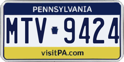 PA license plate MTV9424