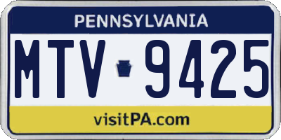 PA license plate MTV9425