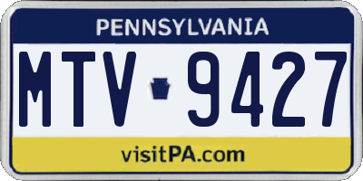 PA license plate MTV9427