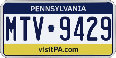 PA license plate MTV9429
