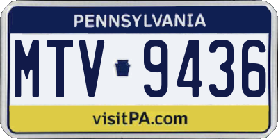 PA license plate MTV9436