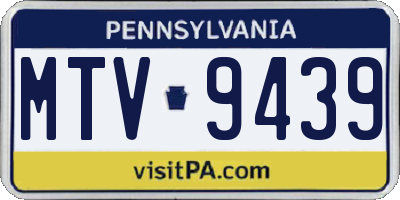 PA license plate MTV9439