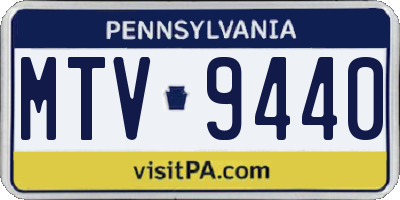 PA license plate MTV9440