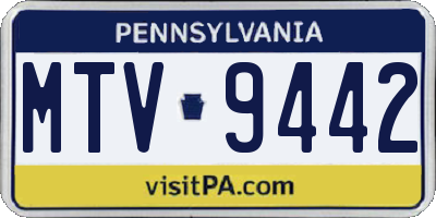 PA license plate MTV9442