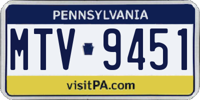 PA license plate MTV9451