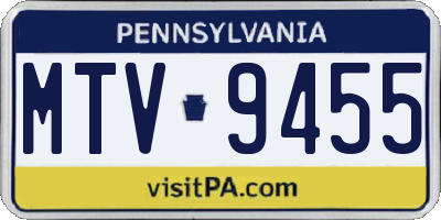 PA license plate MTV9455