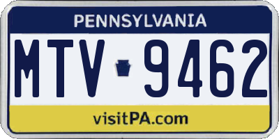 PA license plate MTV9462