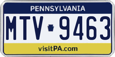 PA license plate MTV9463