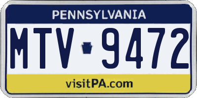 PA license plate MTV9472