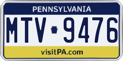 PA license plate MTV9476
