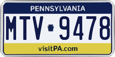 PA license plate MTV9478