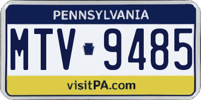 PA license plate MTV9485