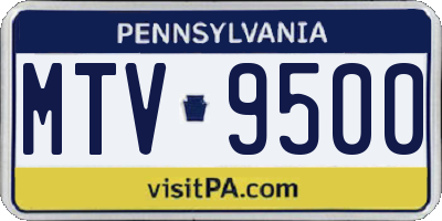 PA license plate MTV9500