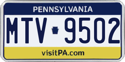 PA license plate MTV9502