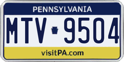 PA license plate MTV9504